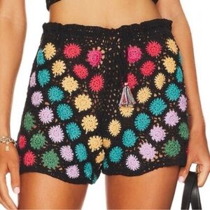 Agua Bendita Crochet Shorts Size M NWT Multicolor Boho Beach Cover Up